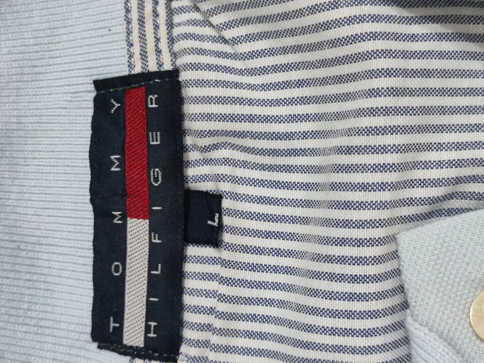Polo Tommy Hilfiger vintage lichtblauw en wit maat L – photo 3